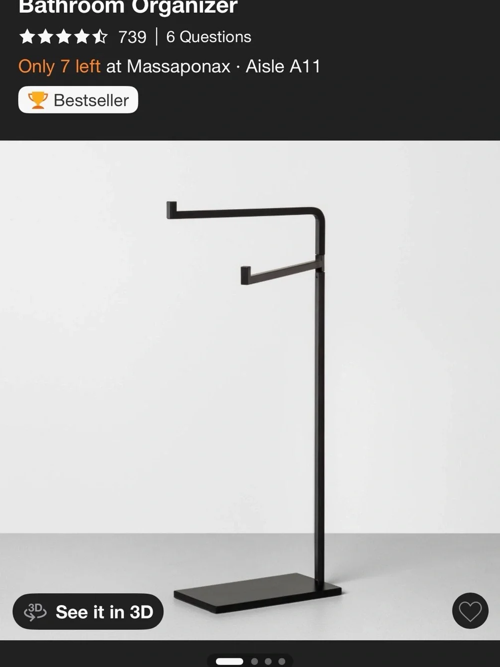 Hearth & Hand Matte Black Towel and Toilet Paper Holder